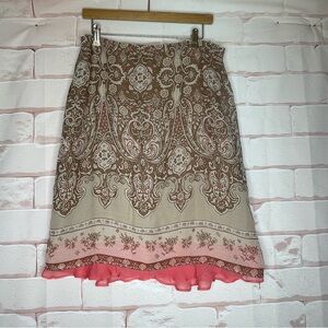 Cato Size 14 Flowy Bohemian Knee Length With a Coral Color Layered Look